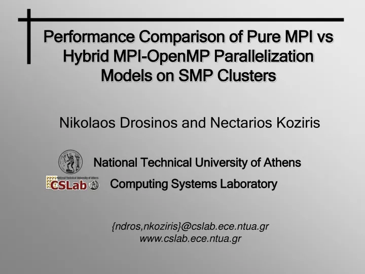 performance comparison of pure mpi vs hybrid