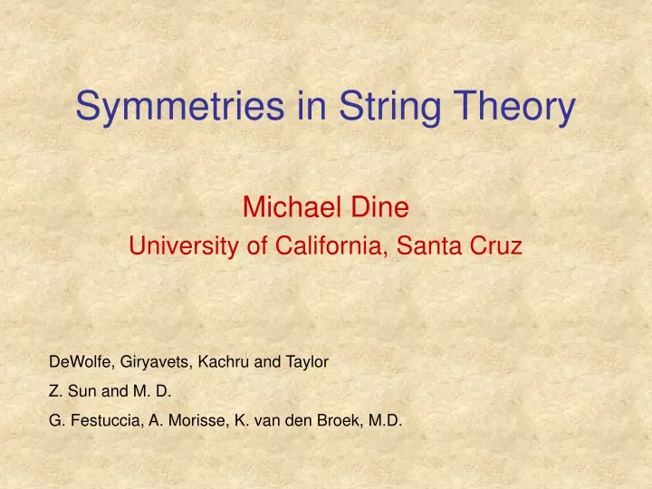 symmetries in string theory