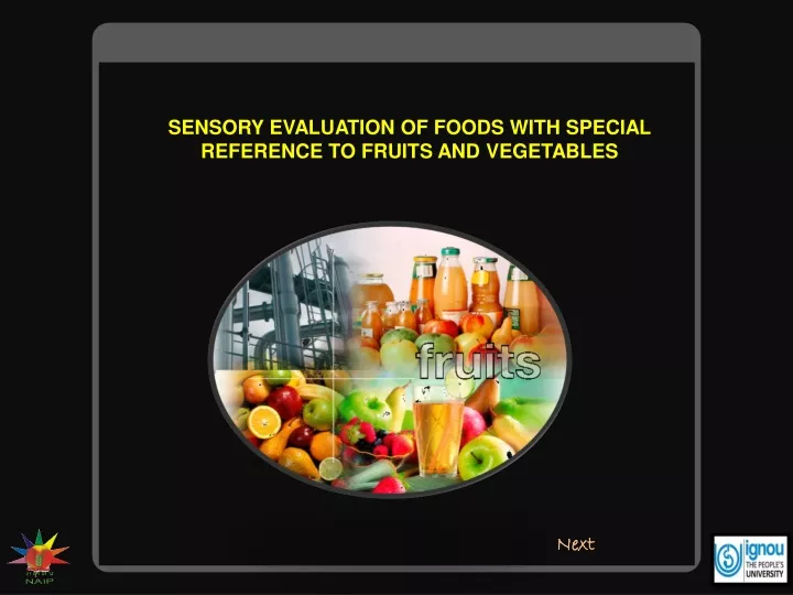 sensory evaluation of foods with special
