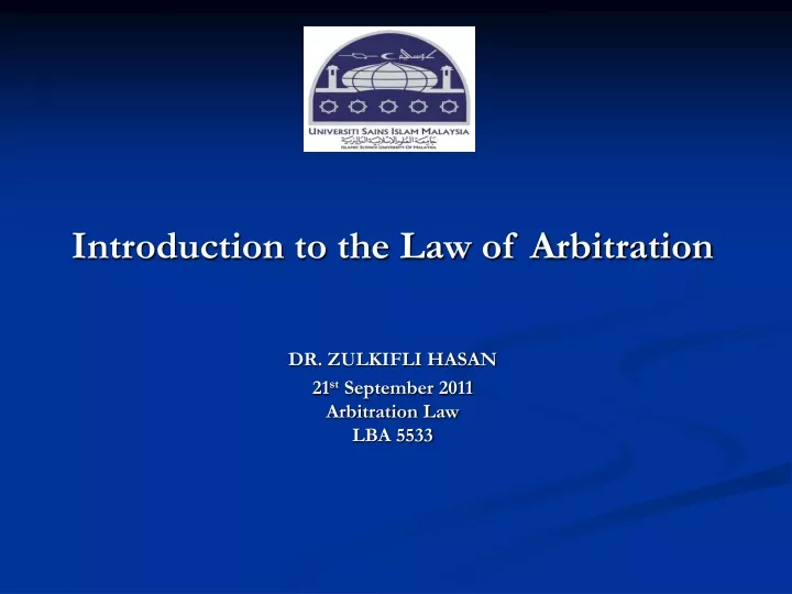 introduction to the law of arbitration