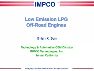 Low Emission LPG  Off-Road Engines