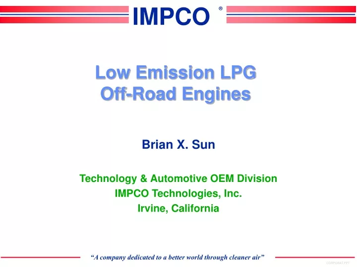 low emission lpg off road engines