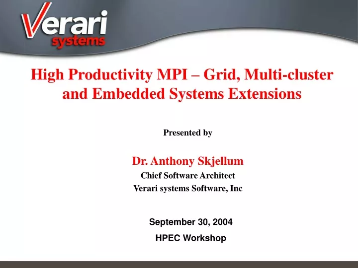 high productivity mpi grid multi cluster