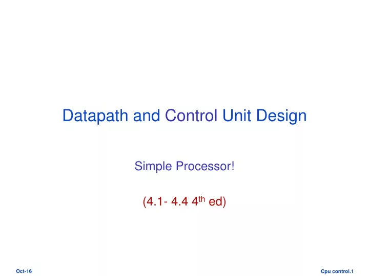 datapath and control unit design