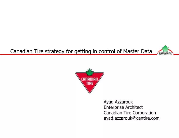 canadian tire strategy for getting in control of master data