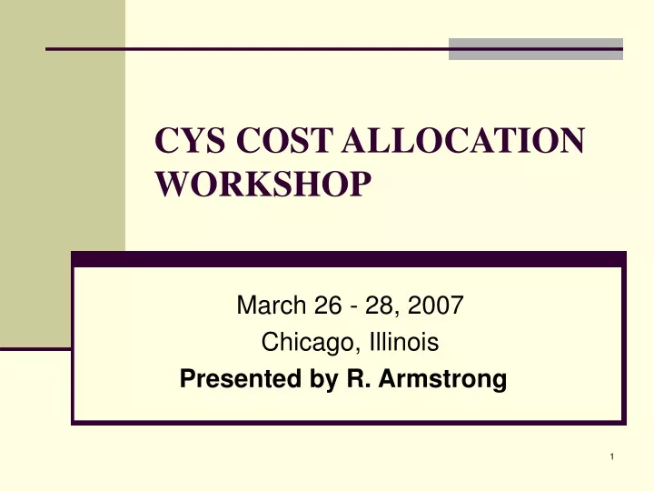 cys cost allocation workshop