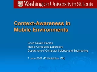 Context-Awareness in  Mobile Environments