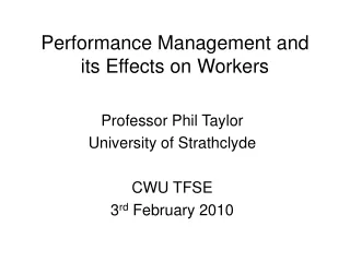 Performance Management and its Effects on Workers