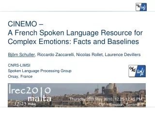 CINEMO –  A French Spoken Language Resource for Complex Emotions: Facts and Baselines