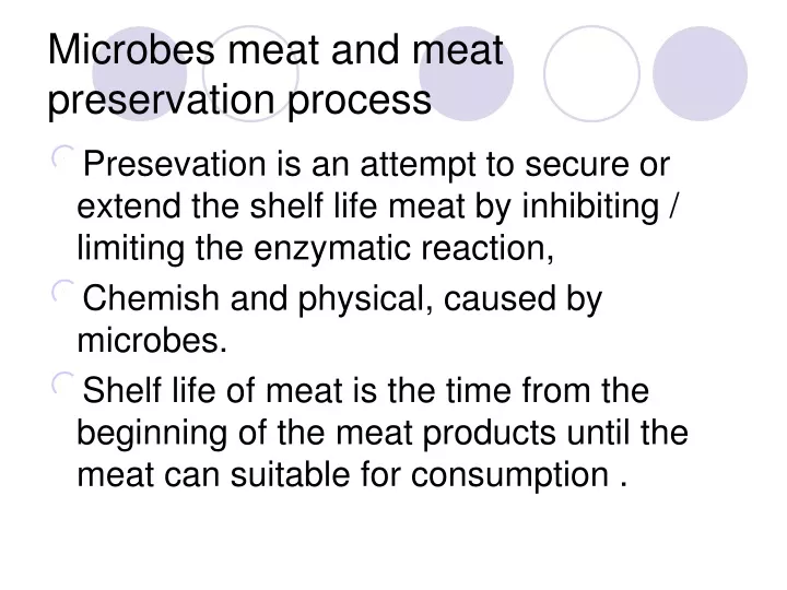 microbes meat and meat preservation process