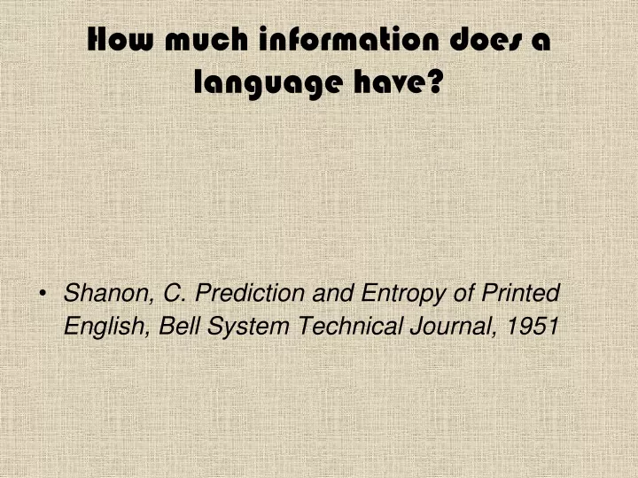 how much information does a language have