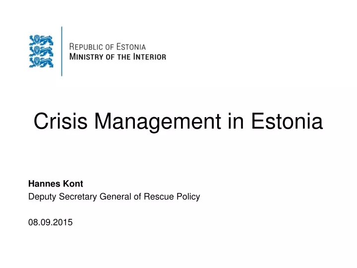 crisis management in estonia