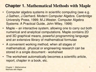 Chapter 1.  Mathematical Methods with Maple