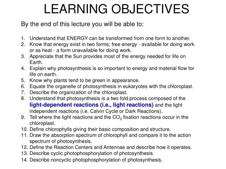 learning objectives