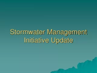 Stormwater Management Initiative Update