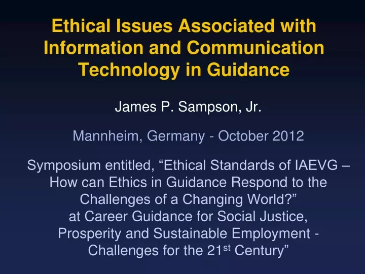 ethical issues associated with information and communication technology in guidance