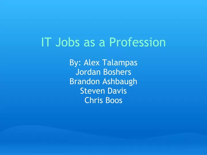 it jobs as a profession