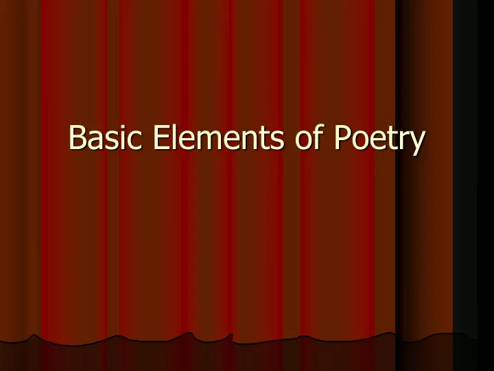 basic elements of poetry