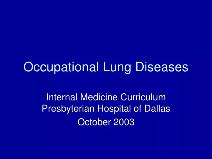 occupational lung diseases