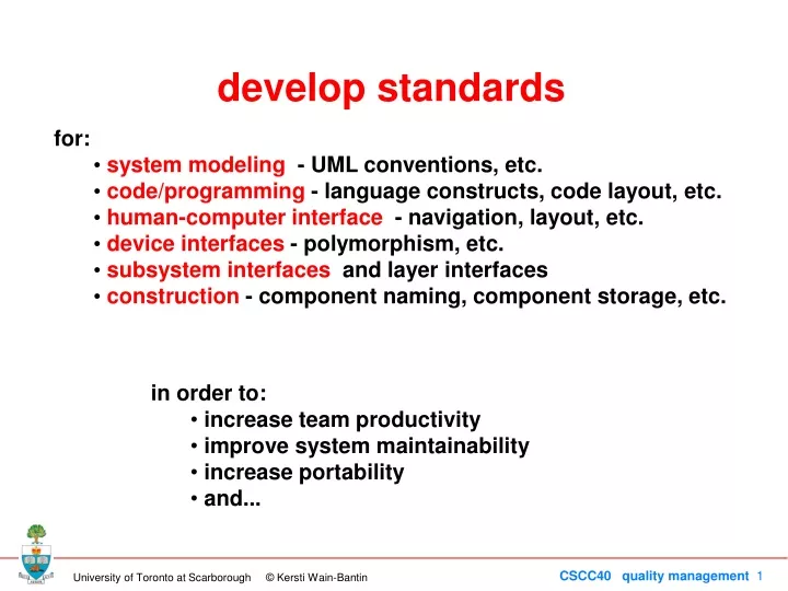 develop standards