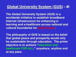 Global University System  ( GUS ) - #I