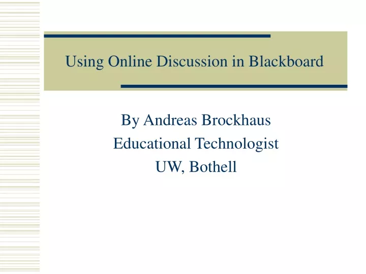 using online discussion in blackboard