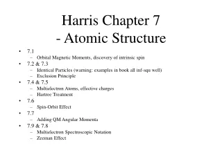 Harris Chapter 7 - Atomic Structure