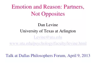 Emotion and Reason: Partners, Not Opposites
