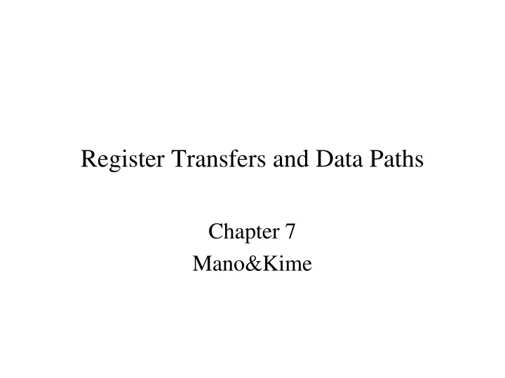 register transfers and data paths