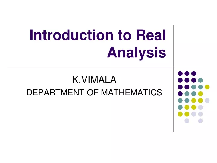 introduction to real analysis