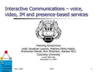 Interactive Communications – voice, video, IM and presence-based services