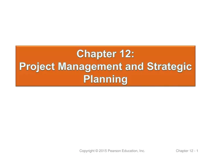 chapter 12 project management and strategic planning
