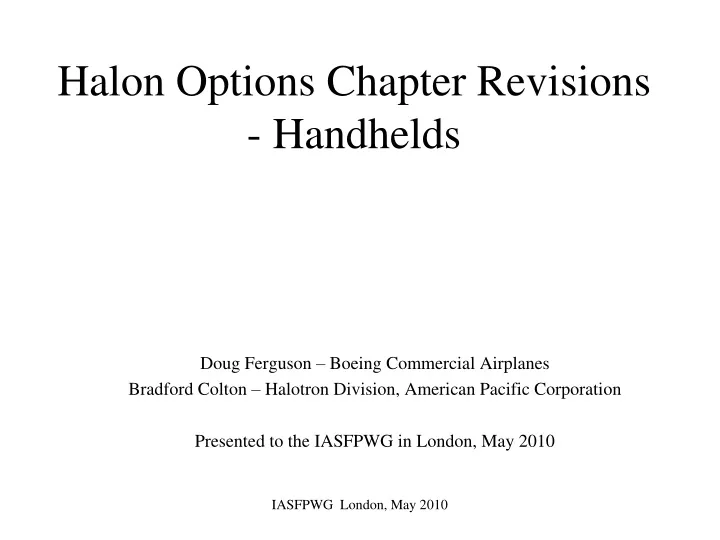 halon options chapter revisions handhelds