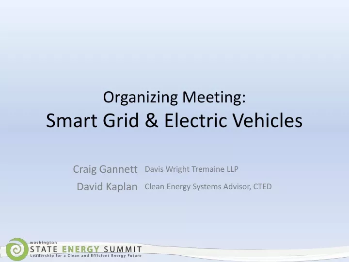 organizing meeting smart grid electric vehicles