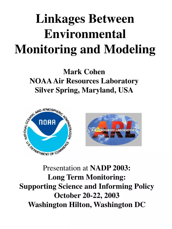 linkages between environmental monitoring and modeling