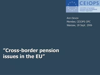 ”Cross-border pension issues in the EU”