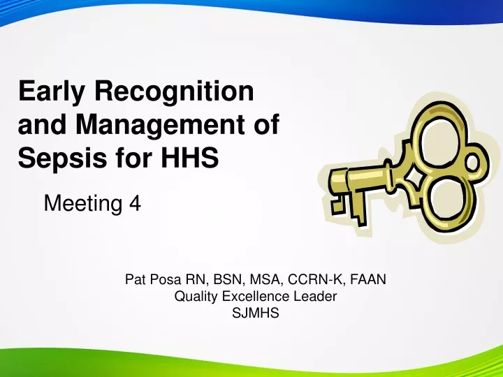 early recognition and management of sepsis for hhs