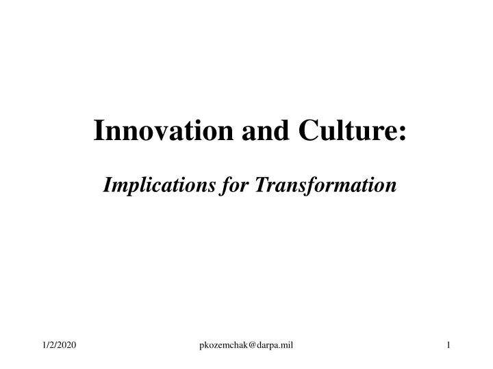 innovation and culture