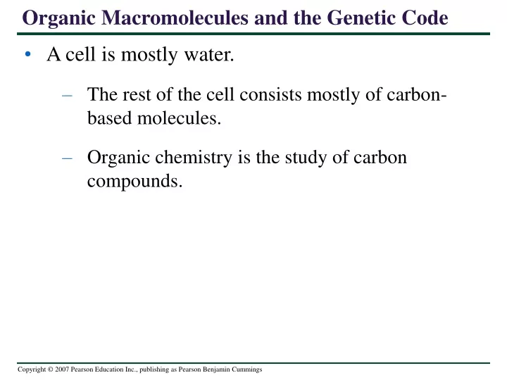 organic macromolecules and the genetic code