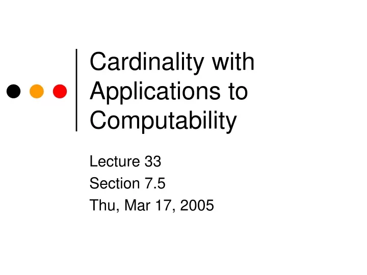 cardinality with applications to computability