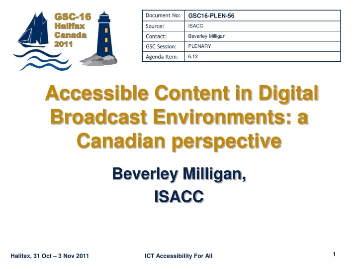 accessible content in digital broadcast environments a canadian perspective