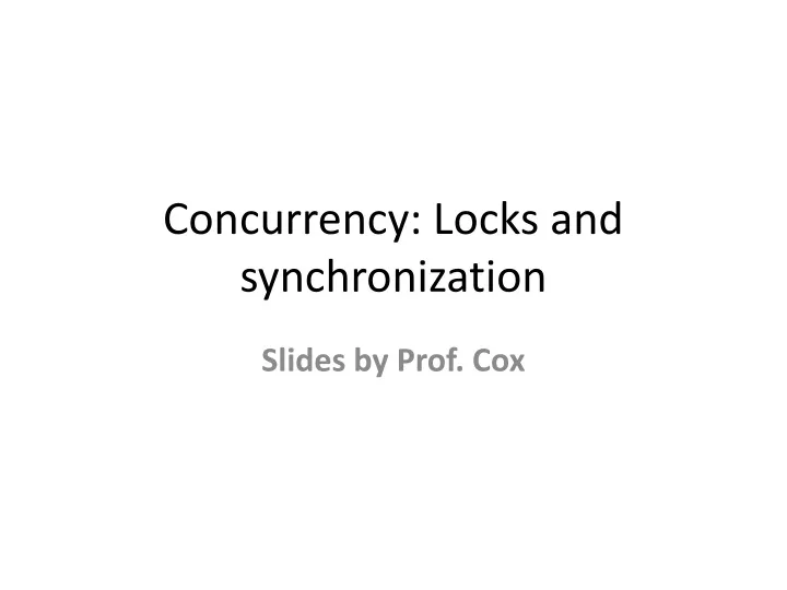 concurrency locks and synchronization