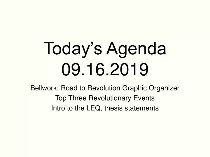 today s agenda 09 16 2019
