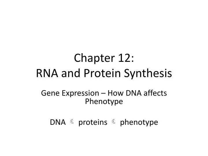 chapter 12 rna and protein synthesis