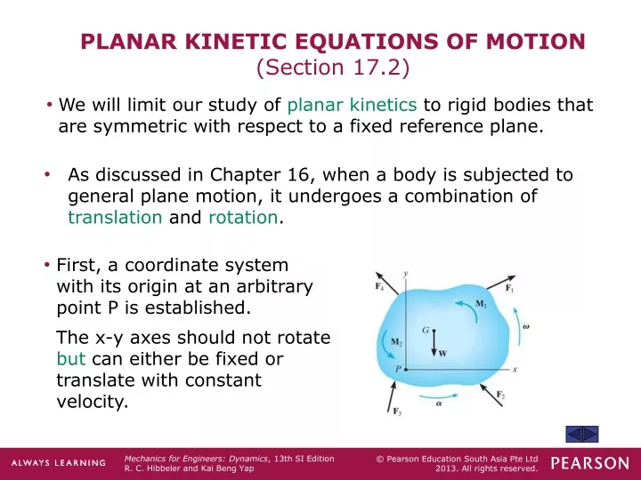 planar kinetic equations of motion section 17 2