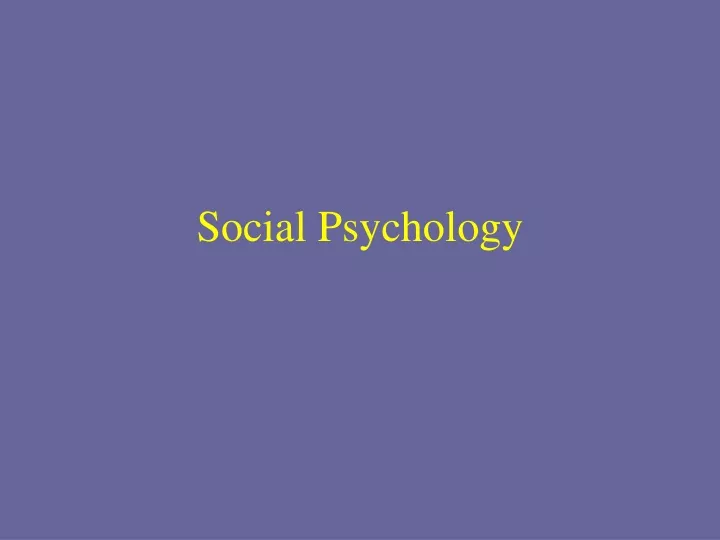 social psychology