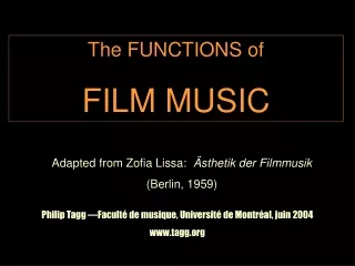 The FUNCTIONS of FILM MUSIC