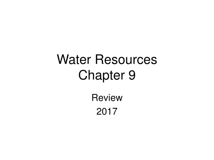 water resources chapter 9