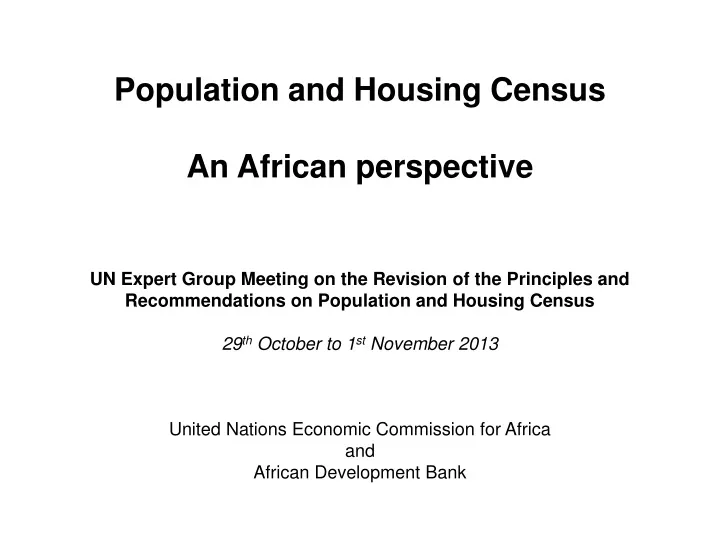 population and housing census an african