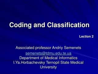 Coding and Classification